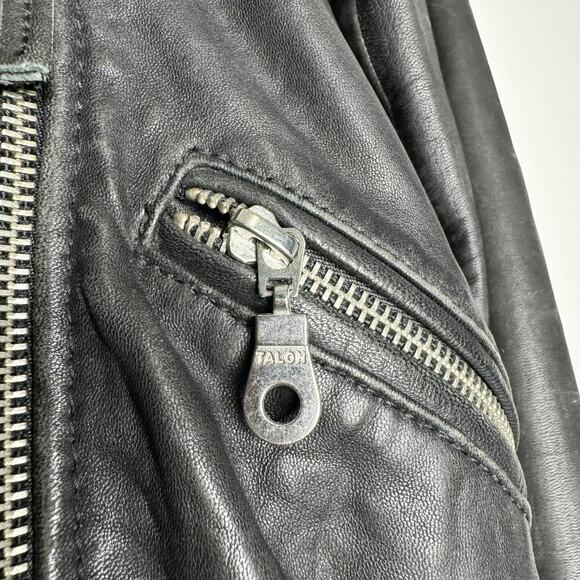 Lucky Brand Lamb Leather Moto Jacket Black Talon Zip Size Small - Picture 6 of 11